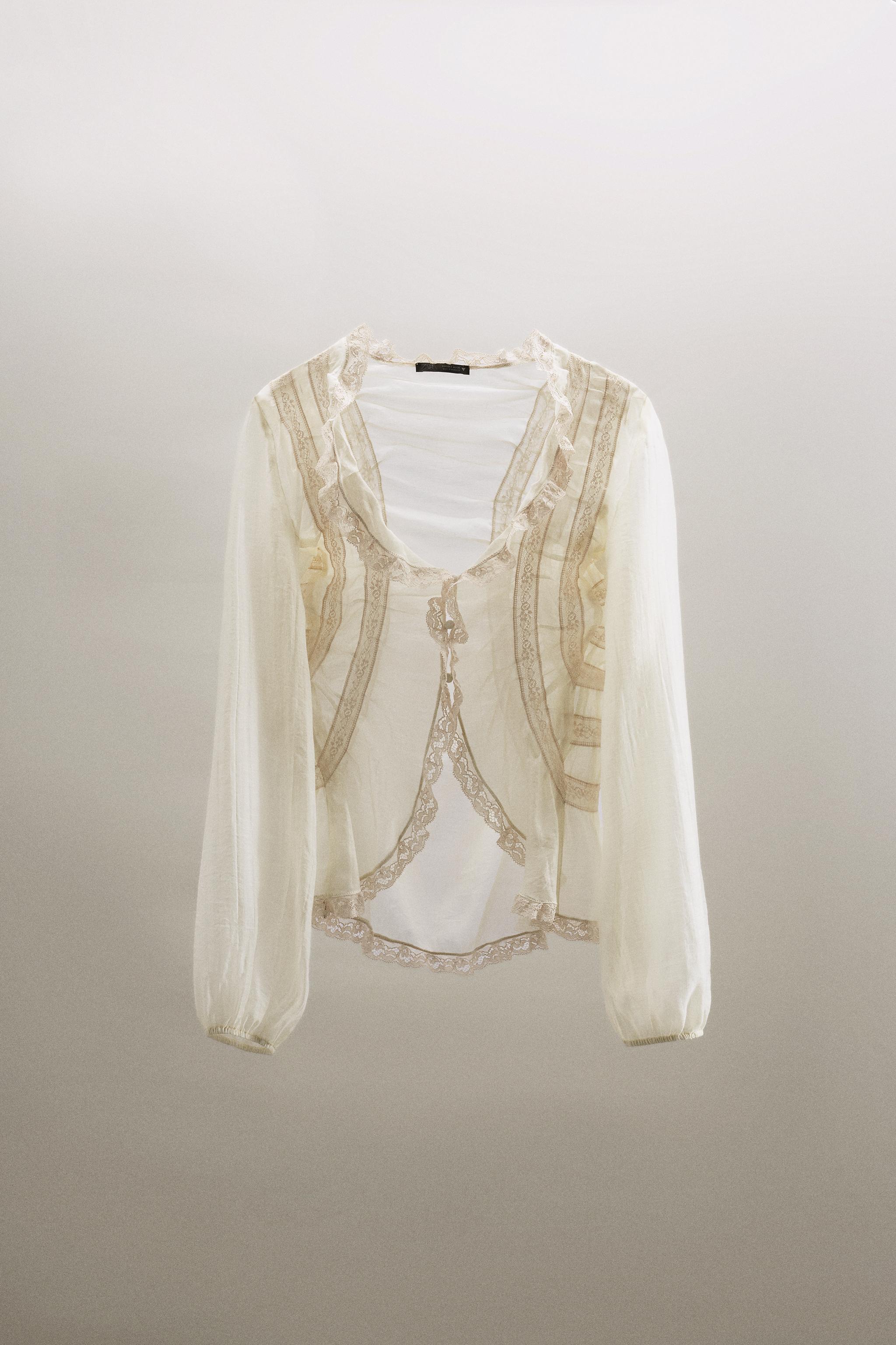 ASYMMETRICAL FLOWY LACE SHIRT